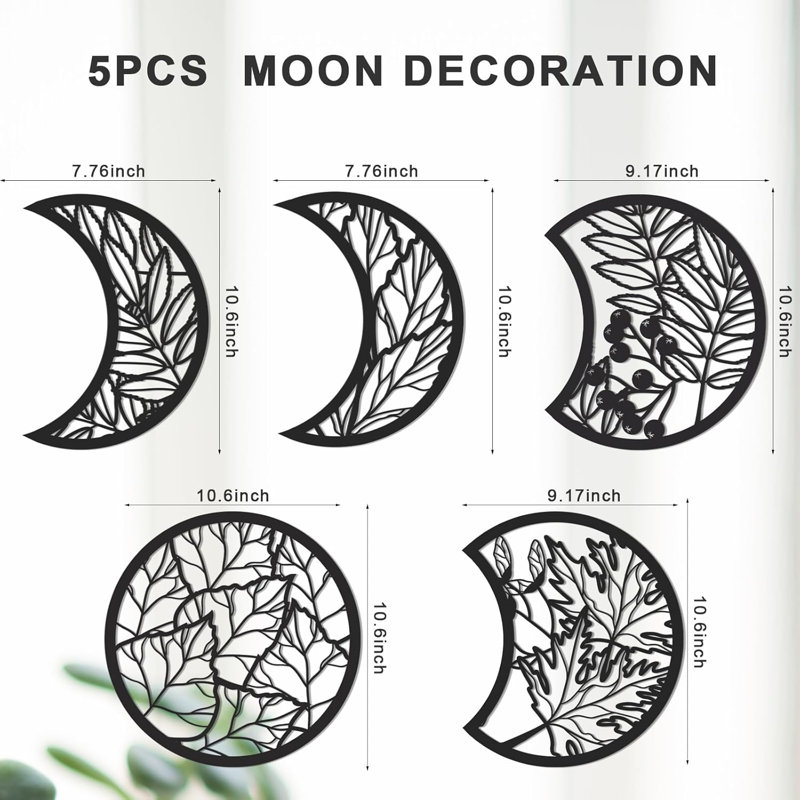 Moon Phase Wall Art Decoration Wall, Black