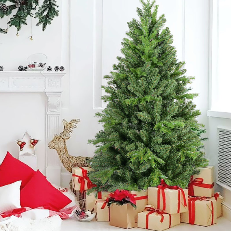 9ft Tree With 2435 Mixed Pe And Branch Tips, Hinged Design For Quick Assembly, Heavy Metal Stand Classic Christmas Pe+ Branches Effortless Setup, Support