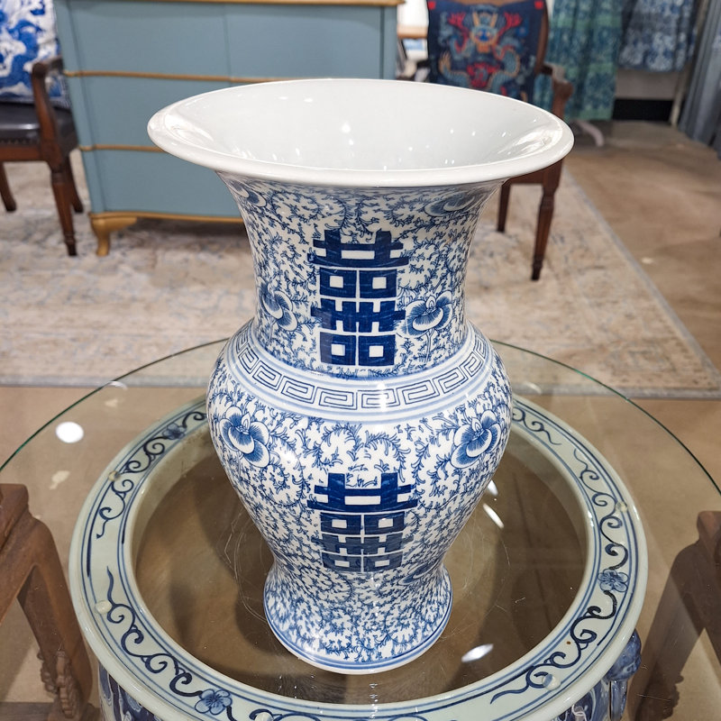 Blue and White Porcelain Mantel Flower Vase