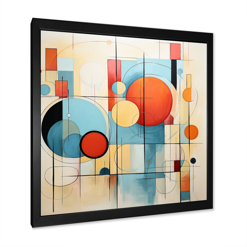 Colourful Mid Century Dynamic Duality I - Mid-Century Wall Decor, H 24 po x l 24 po x P 1 po, Cadre photo noir