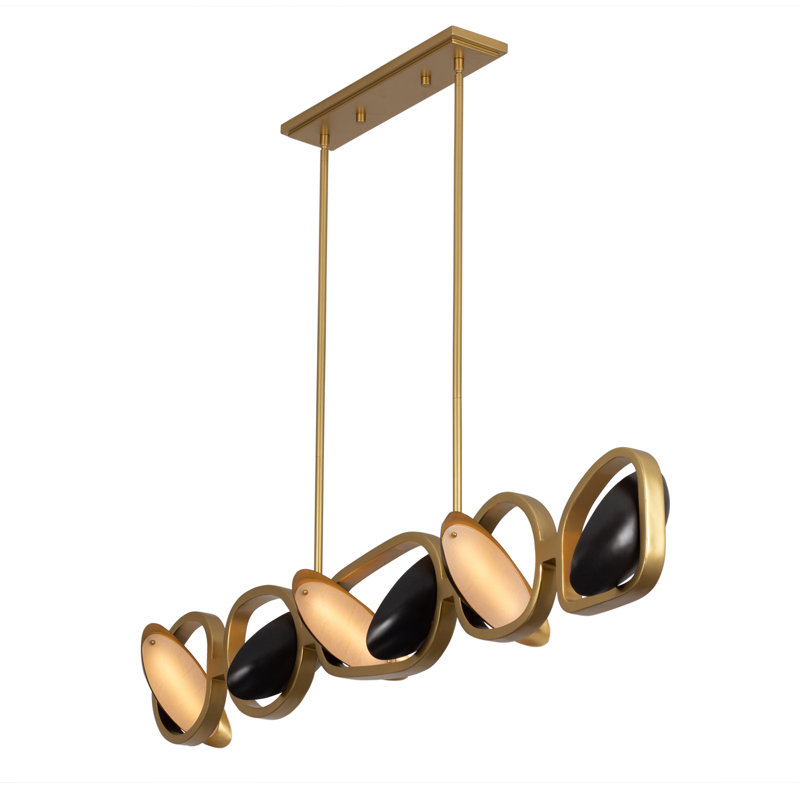 Luminaire suspendu linéaire onyx or brossé / bronze satiné 6 LT Kalco