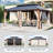 12x18FT Outdoor Hardtop Gazebo With Galvanized Steel Double Roof, Wood Grain Aluminum Frame-109242218