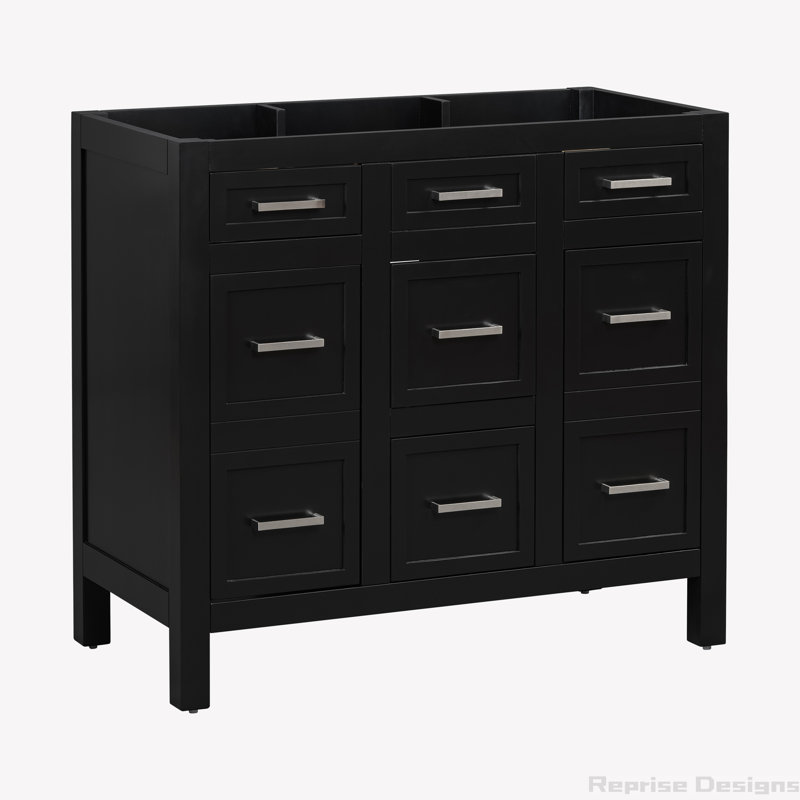 Base de meuble-lavabo simple 35,4 po seulement, Noir, Argent