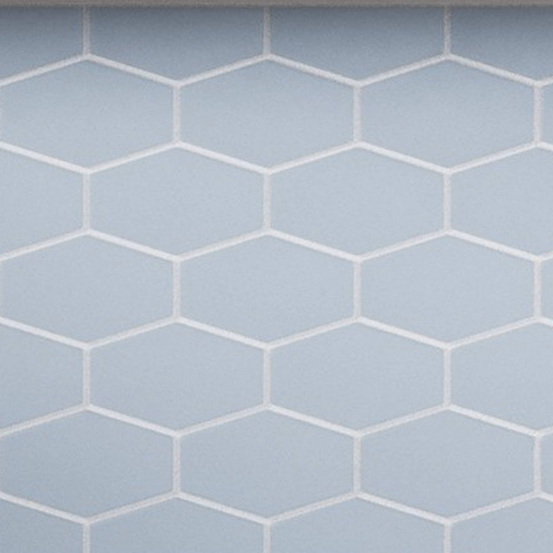 Long Hex 10.60in.x11 in. Glass Mosaic Tile, Caribbean Blue Matte