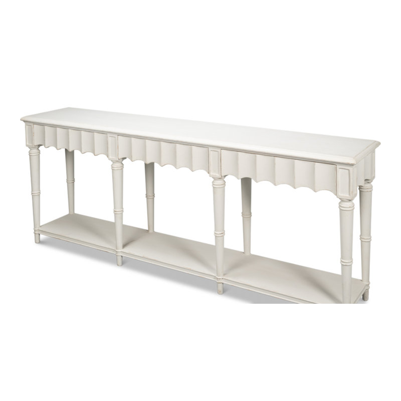 Chantal 93'' W Solid Wood Console Table, Antique White