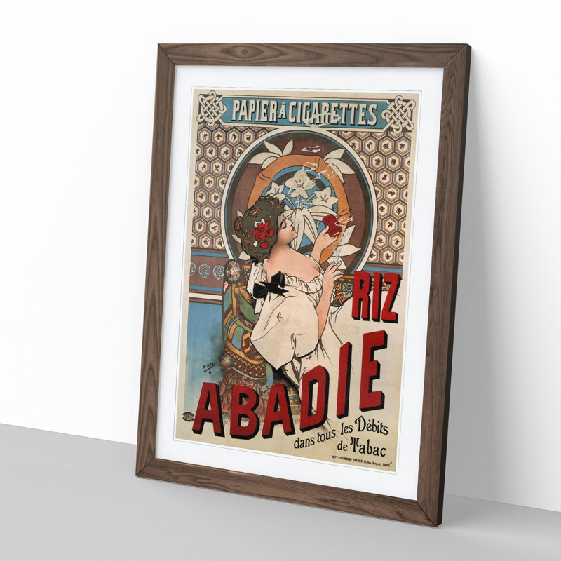 Rolling Paper by Alphonse Mucha - Picture Frame Painting, 36cm H x 27cm W x 2cm D, Walnut Framed