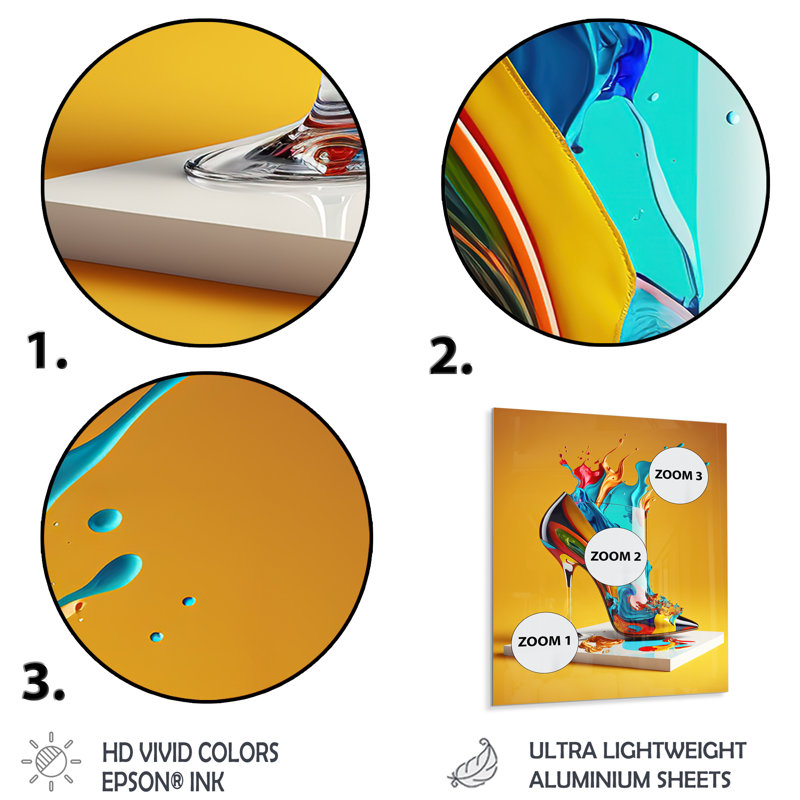 Décoration murale multicolore en verre à talon haut I - Fashion, H 20 po x l 12 po x P 1 po