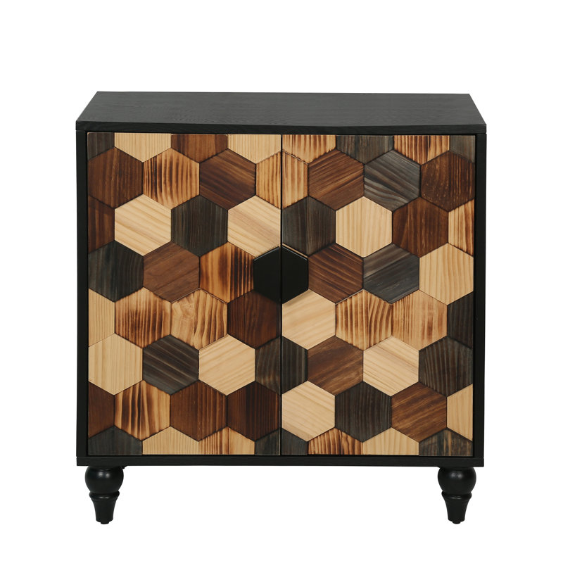 Buffet 30,31 "avec motif nid d'abeille, 31.7" H x 30.3" W x 15.7" D, Antique Black