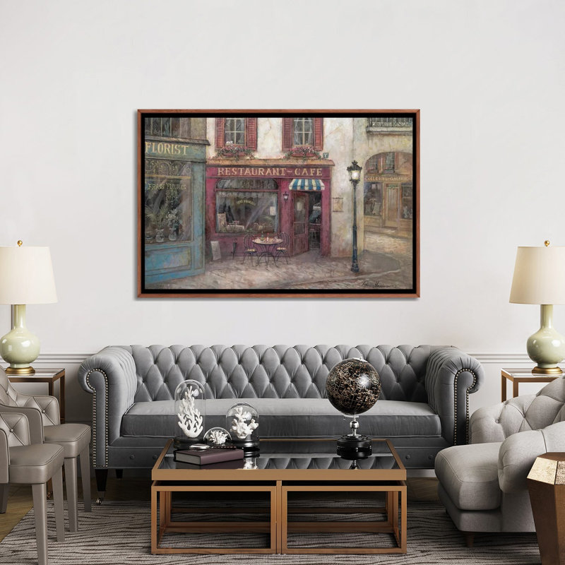 «Table for Two» par Ruane Manning - reproduction d'art, H 40 po x l 60 po x P 1,5 po, Toile avec cadre brun, Aucun mat