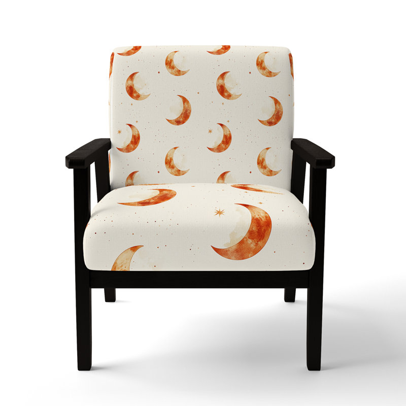 Chaise d'appoint Starburst - Fauteuil orange terre cuite lune, Accoudoirs carrés noirs