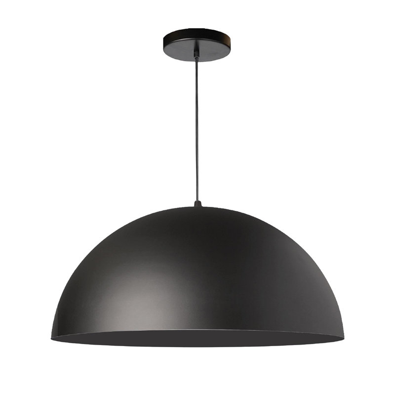 Rancourt 1-Light Dimmable Single Dome Pendant, 8" H x 16" W x 16" D, Matte Black