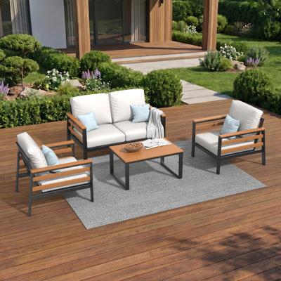 Ensemble de conversation d'extérieur pour 4 personnes avec coussins Sunbrella® Townsend