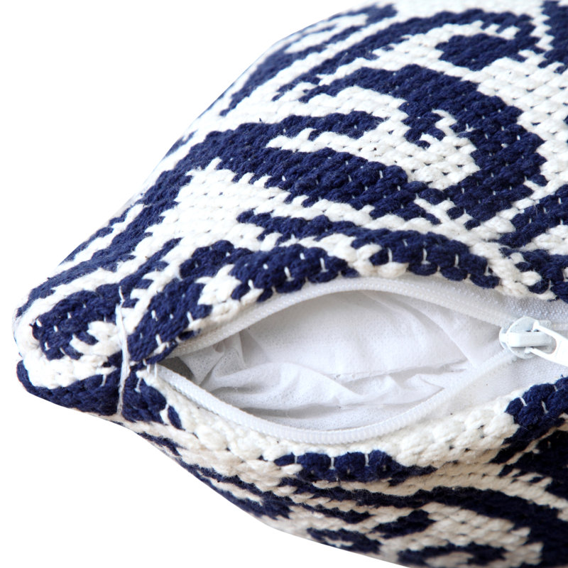 Ensemble de 4 coussins décoratifs en mélange de coton à rayures bleues