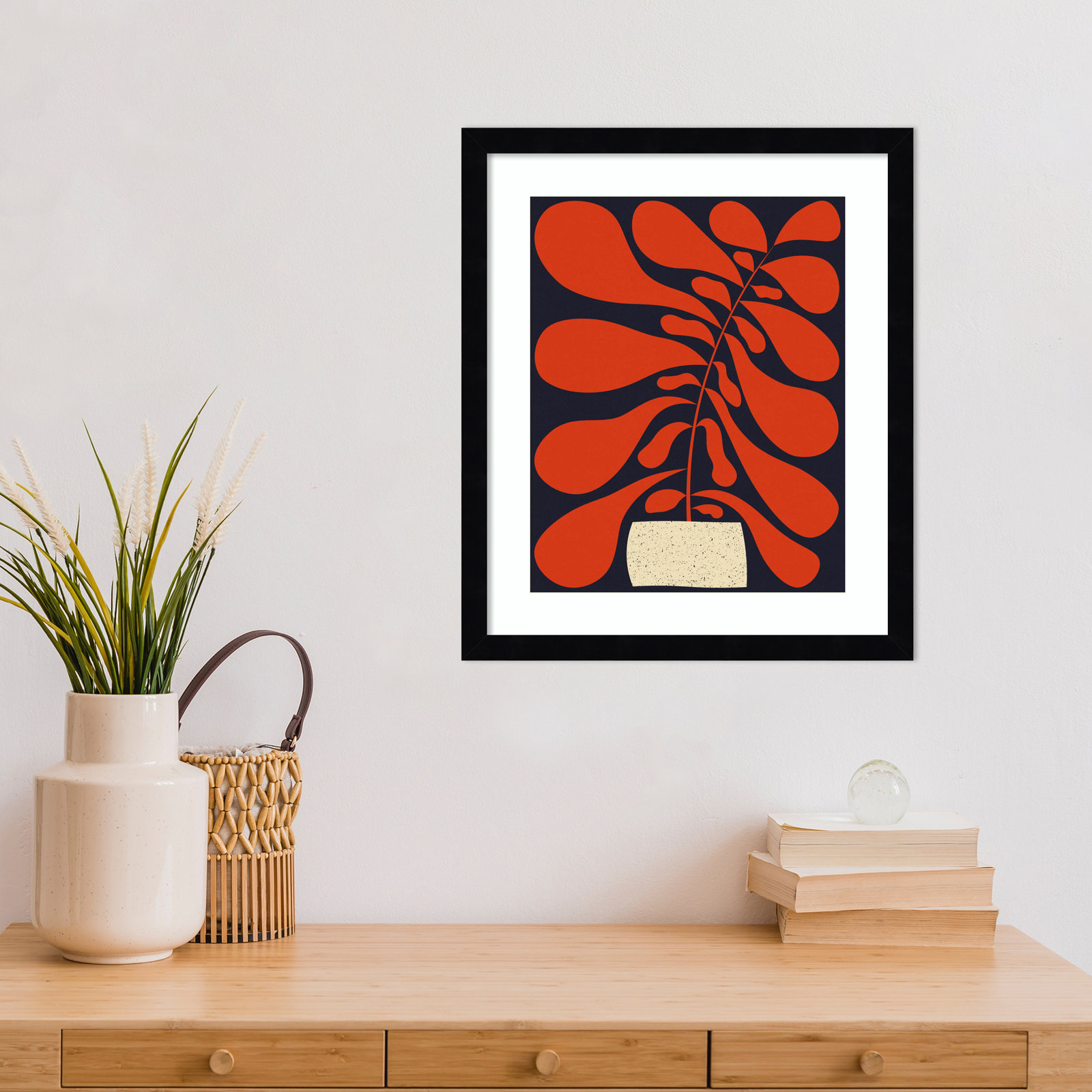 Lynne "Lazy Plant No. 1" Print, Black, 17" H x 15" W