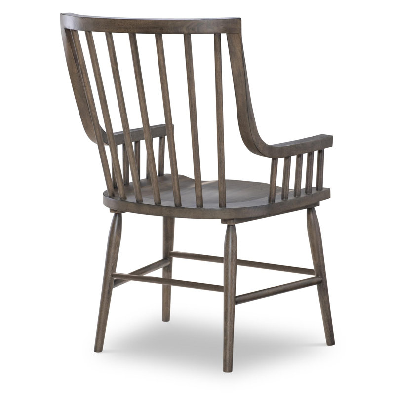 Fauteuil Windsor de style transitionnel, 23 pouces de large, en bois massif couleur cacao et placage chêne rouge, avec accoudoirs XXX et OOO