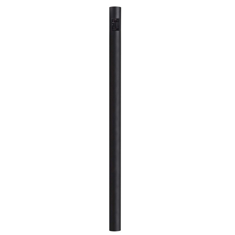 Solus 7, 8, or 10 ft. Outdoor Hardwired Direct Burial Lamp Post with Convenience Outlet, Black, 96" H x 3" W x 3" D