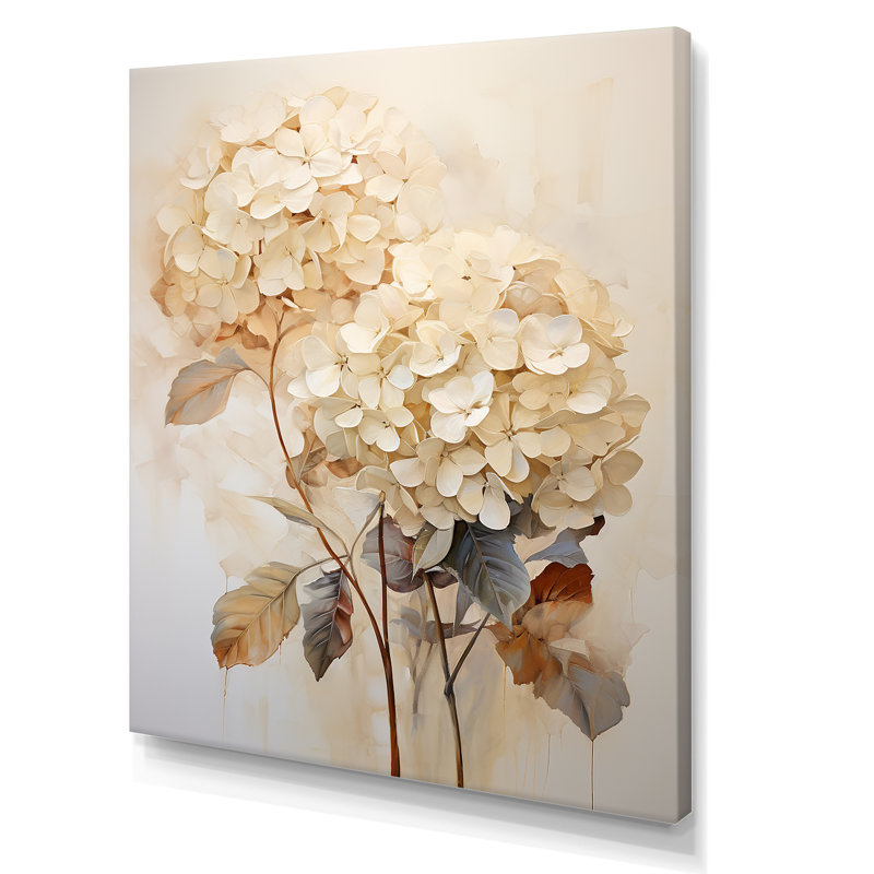 Hortensia rétro minimaliste I, Toile tendue, H 32 po x l 16 po x P 1 po