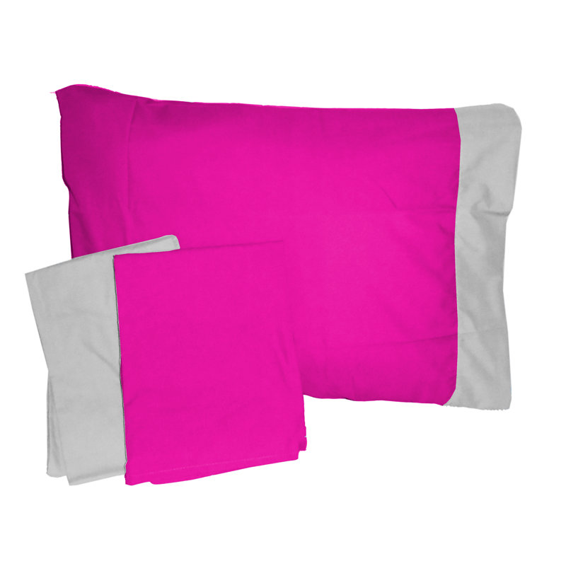Mckoy 65% Polyester And 35% Cotton - Piece Standard Crib Sheet Set, Hot Pink/Grey