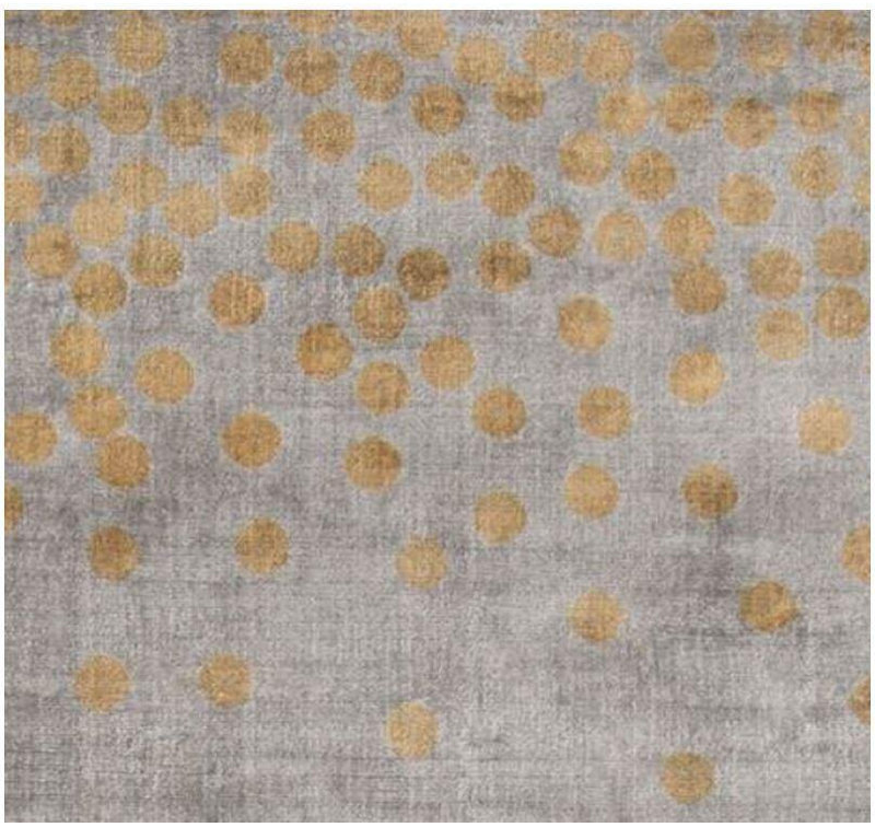 Tapis gris / jaune en laine fabriqué à la main à pois Arbois, Rectangle 6 pi 6 po x 9 pi 8 po