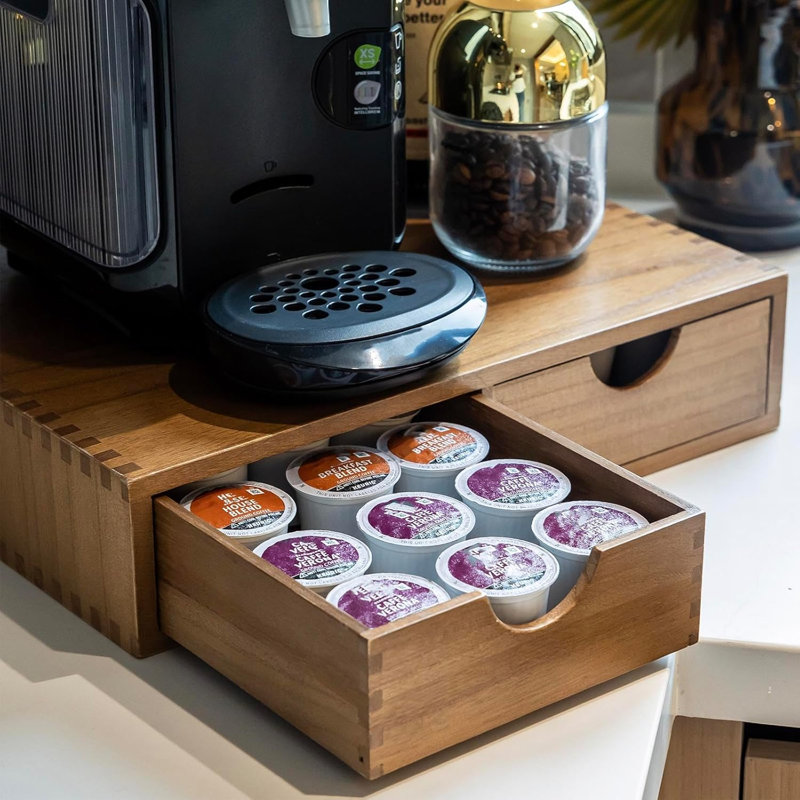 Boîte de rangement en bois pour dosettes de café K Cup