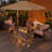 12.6’’ H X 42’’ W Metal Propane Outdoor Gas Fire Pit Table Hollow Design Sunflower With Golden Light