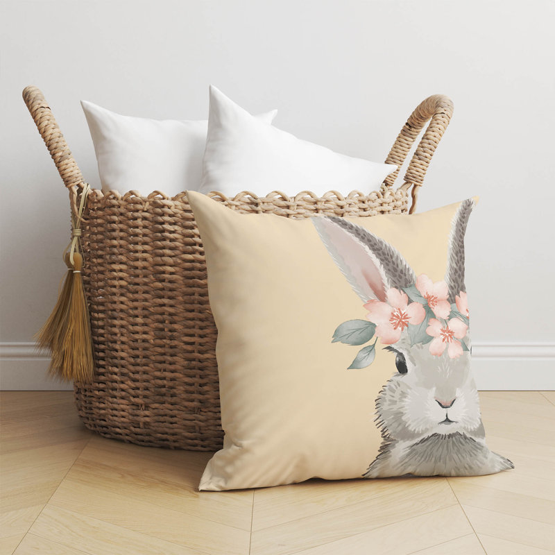 Bunny Yellow Throw Pillow, 18"H x 18"W