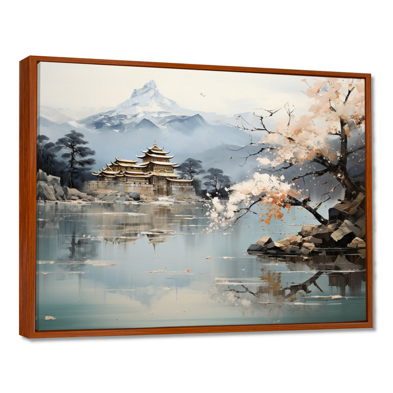 Art asiatique paysage impérial II - art mural asiatique, H 34 po x l 44 po, Reproduction avec cadre flottant