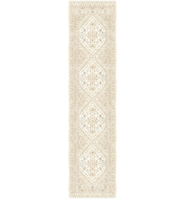 Medallion Non Slip Washable Rug(Cream)