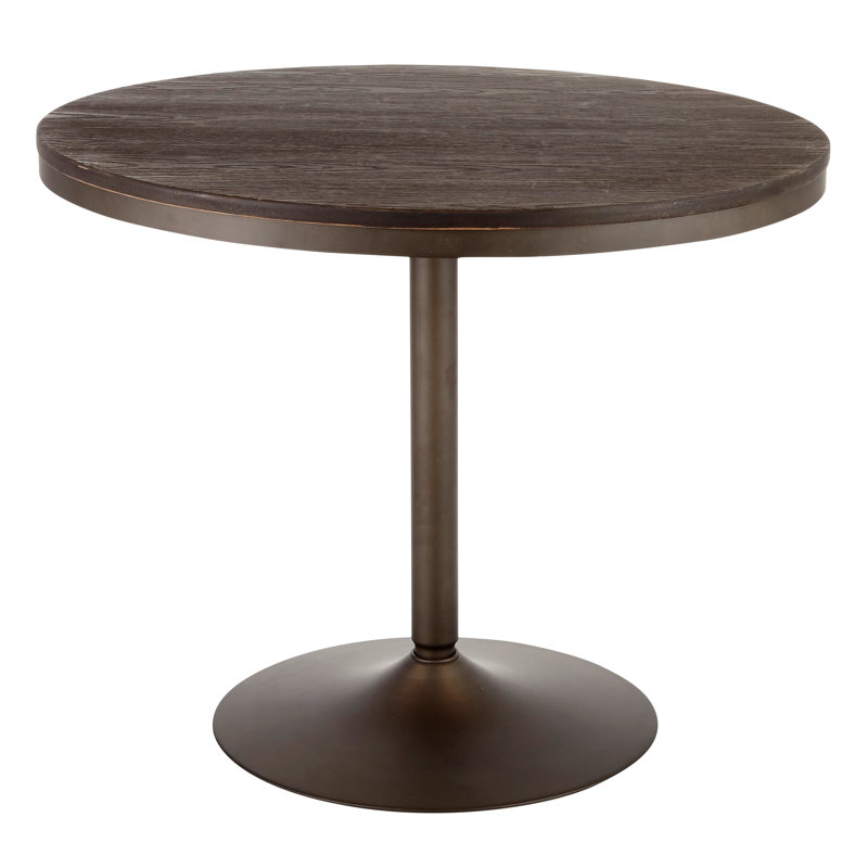 Table de salle à manger en bambou à grain de bois et métal, Espresso