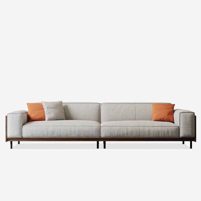 Nyair 111.8'' Square Arms  Compliant Sofa，Solid Wood Frame Couch
