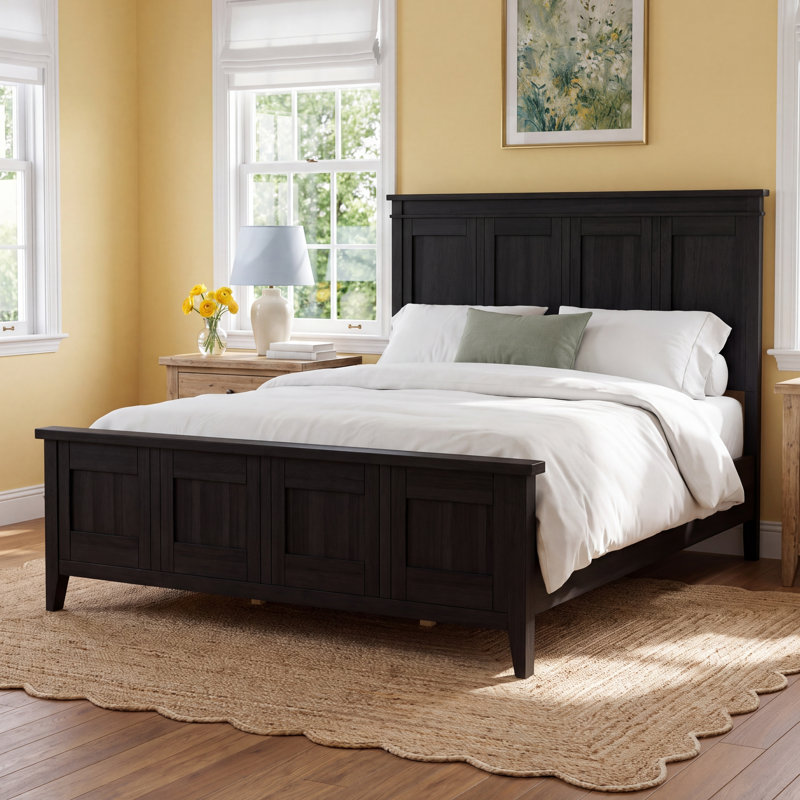 Mya Panel Headboard Design Bed, King, Black