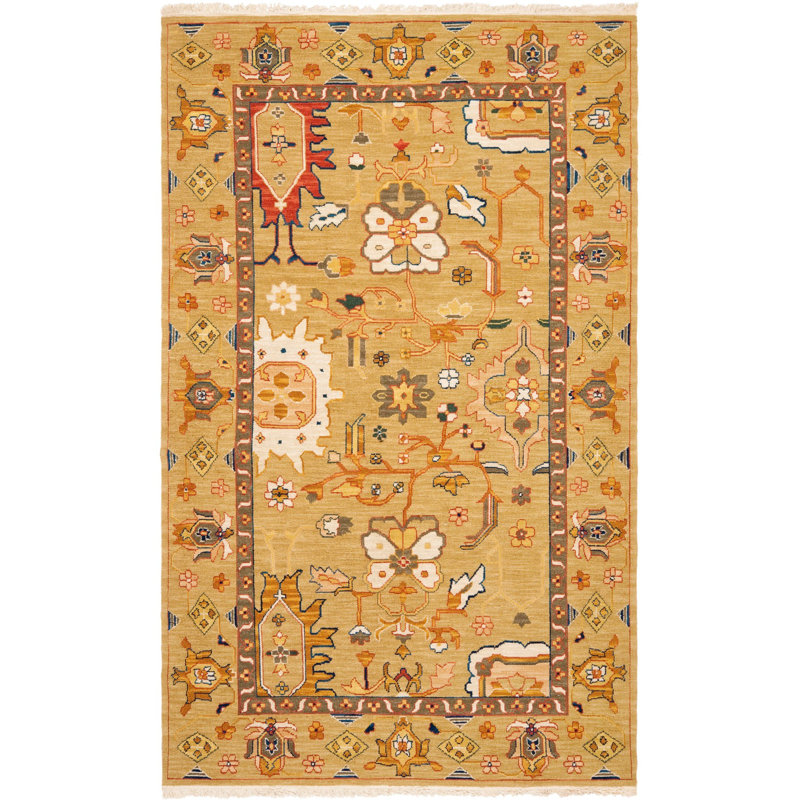Tapis oriental en laine tissé à plat à la main Linwood, Rectangle 4 pi x 6 pi