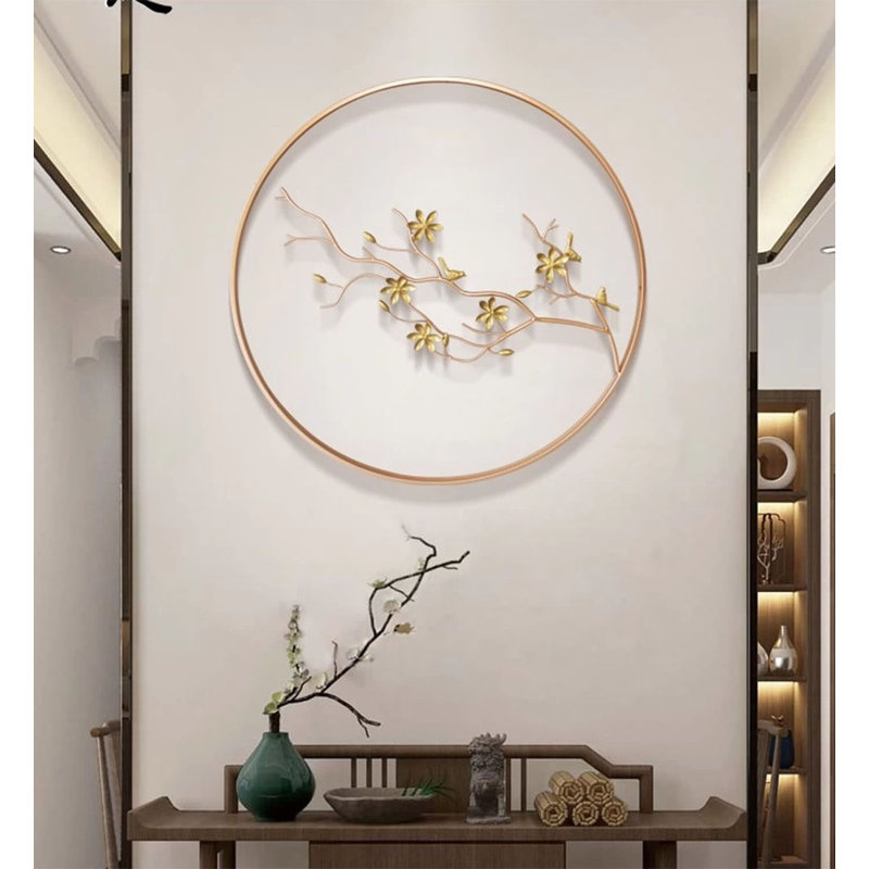 Décoration murale ronde moderne en fer forgé fleur de prunier