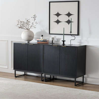 31.5" Tall 2 - Door Fluted Accent Cabinet,Sideboard with Adjustable Shelves