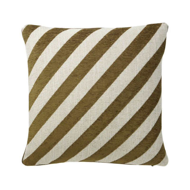 Calisson Decorative Pillow, Olive/White, Square 18"