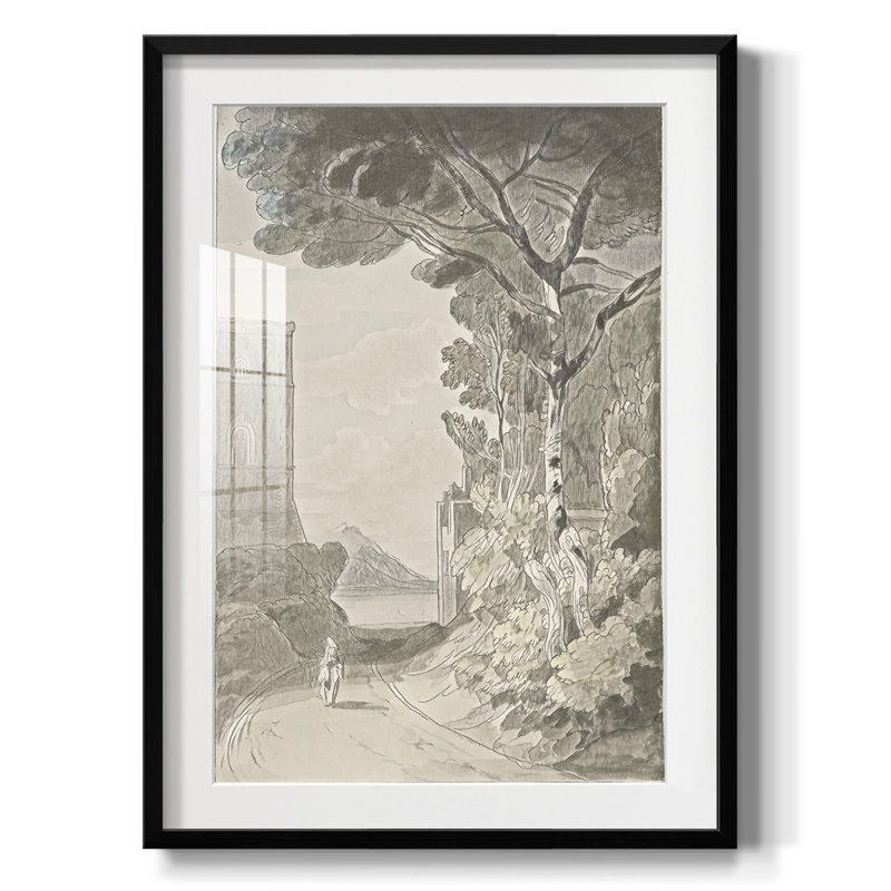 Vintage Sketch LXI - Antique Sketch Study, Matted and Framed Under Acrylic Glass, Entryway and Hallway Wall Art
