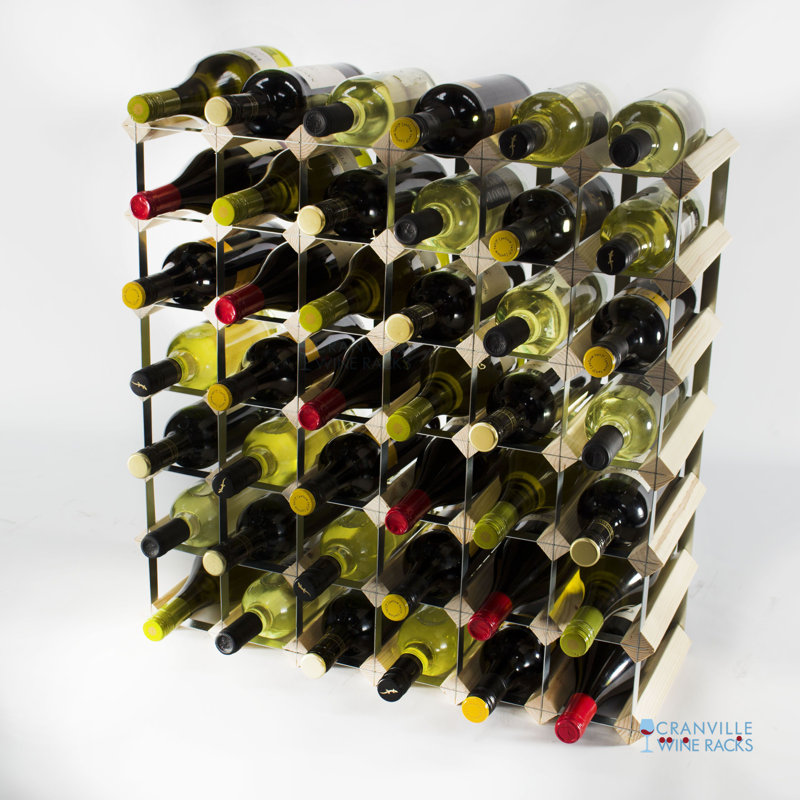 Liddle 42 - Bottle Solid Wood Wine Bottle Rack, Natural Pine / Galvanised Steel