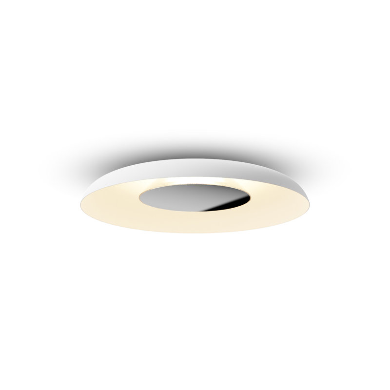 Ramen LED Flush Mounted Sconce, Chrome/Matte White, 3.5" H x 24" W x 24" D
