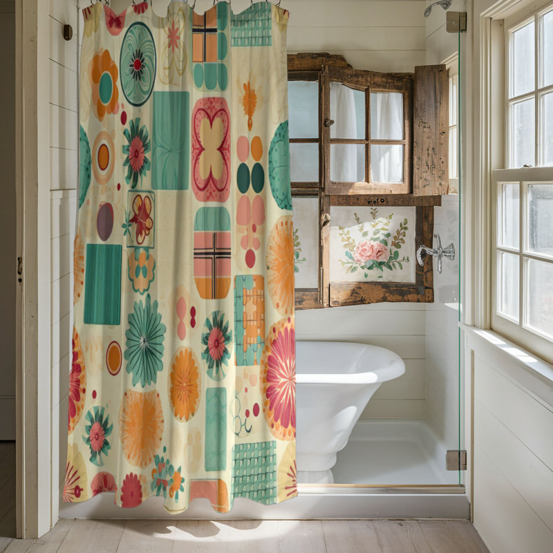 Classic Blossom - Rideau de douche Premium, H 74 po x l 71 po