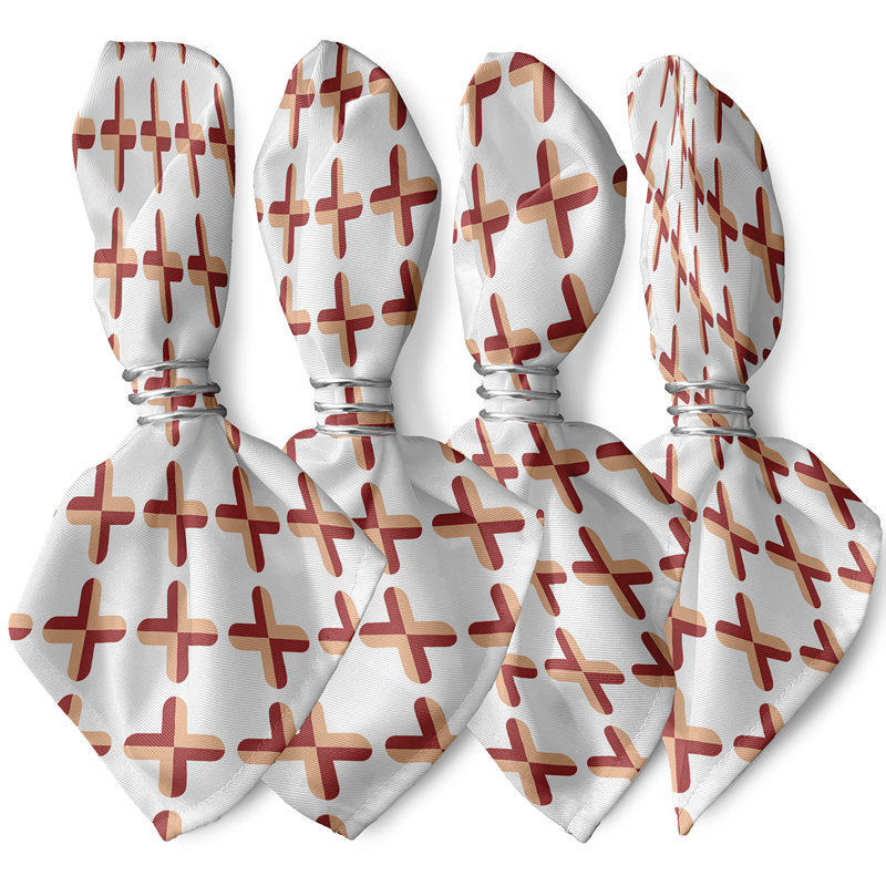 Lado Polyester Geometric Square Napkin, Orange