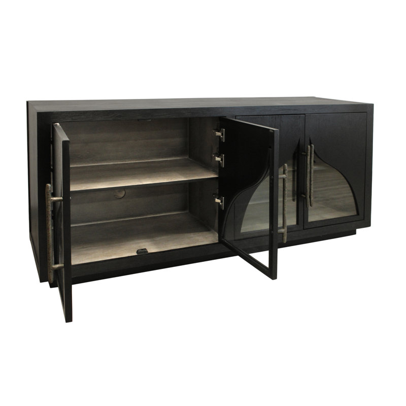 Kate 4-door Solid Wood Sideboard With Acacia Wood, 32.5" H x 70" W x 18" D, Dark Brown