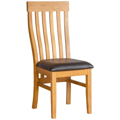 Clowers 55cm H Polyurethane Upholstered Slat Back Side Chair in Brown
