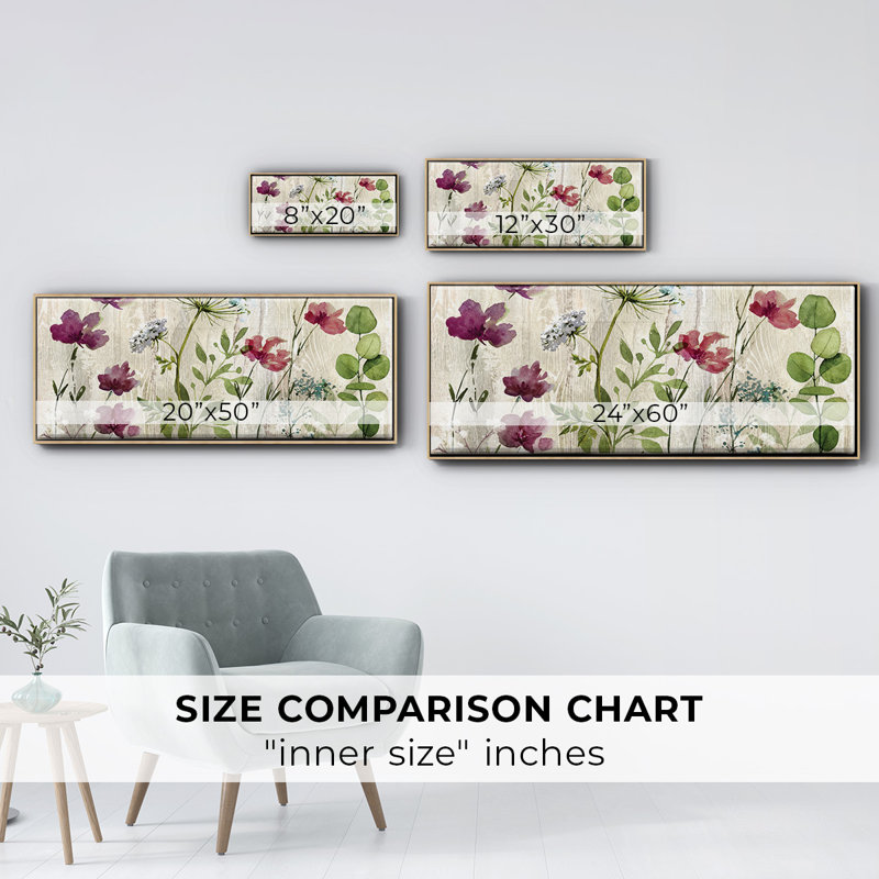 Meadow Flowers I- Framed Canvas, 20" H x 50" W