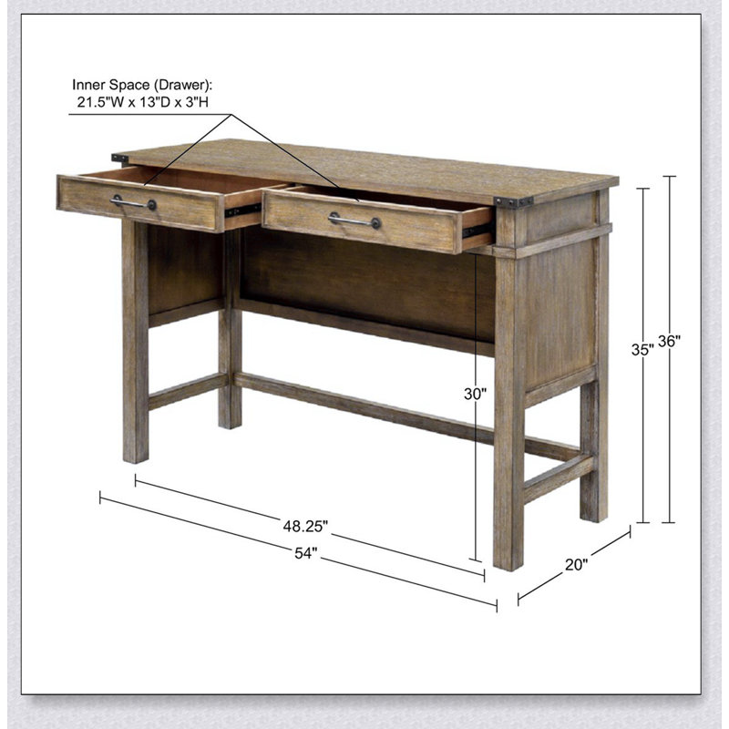 Table d'appoint avec cadre en bois massif avec 2 tiroirs, finition naturelle récupérée et quincaillerie élégante en étain pour les salons modernes