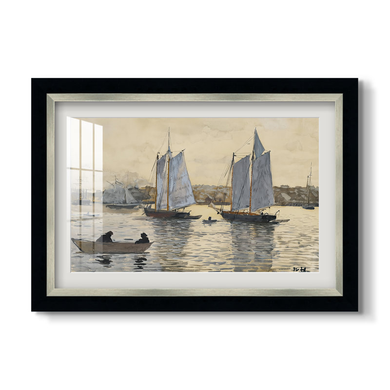 " Two Schooners, Gloucester " by Winslow Homer, 20x28 INNER SIZE, Framed Print with Mat