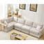 Canapé modulaire en L à 5 places avec revêtement en tissu moelleux beige et structure de soutien solide-437710648