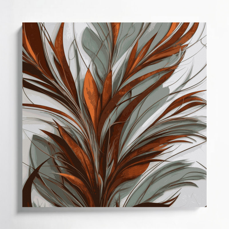 «Abstract Florals 33», art mural sur toile grise, H 8 po x l 8 po