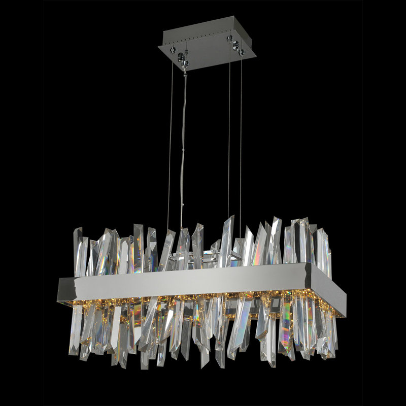 Luminaire suspendu linéaire doré champagne Glacier 1 LT Allegri, Doré champagne brossé, H 184 po x P 26 po x l 12 po