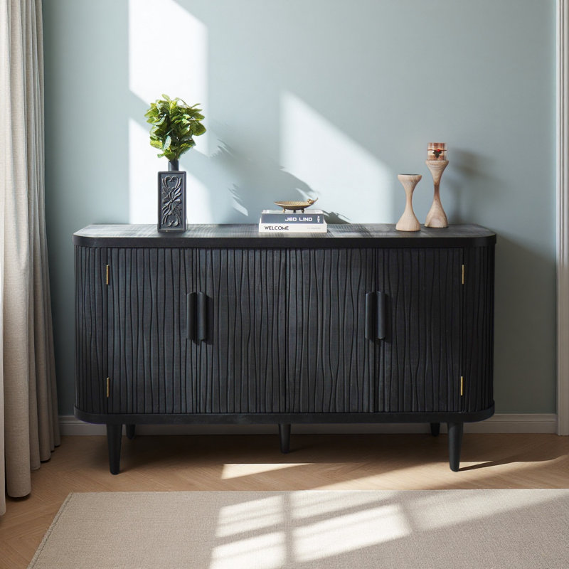 Armoire de rangement 4 portes Modern Wave, Noir
