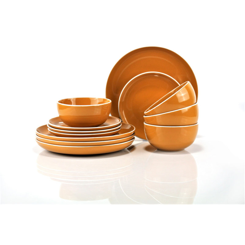 12 Piece Dinnerware Set, Service for 4, Yellow
